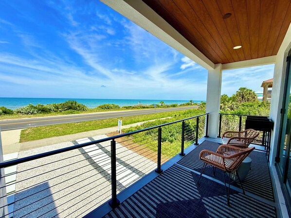 Terrace/patio - Beachfront Luxury, NEW, Modern Oceanview Retreat! (Flagler Beach)