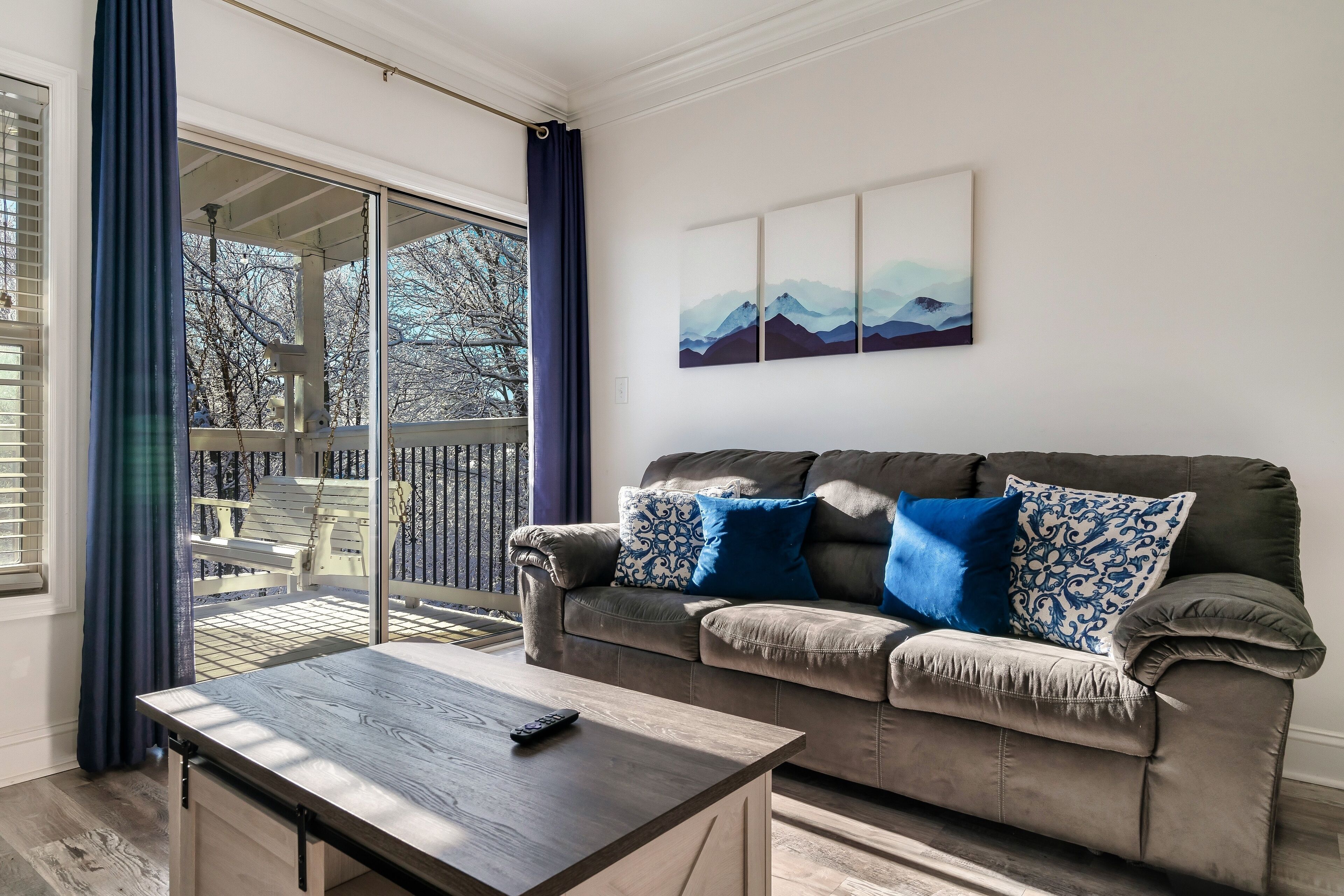 Smart TV, fireplace, foosball