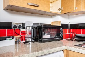 Fridge, microwave, oven, toaster