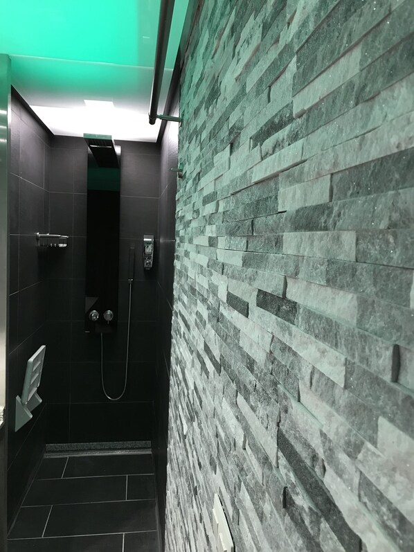 Douche, serviettes fournies, savon, papier de toilette