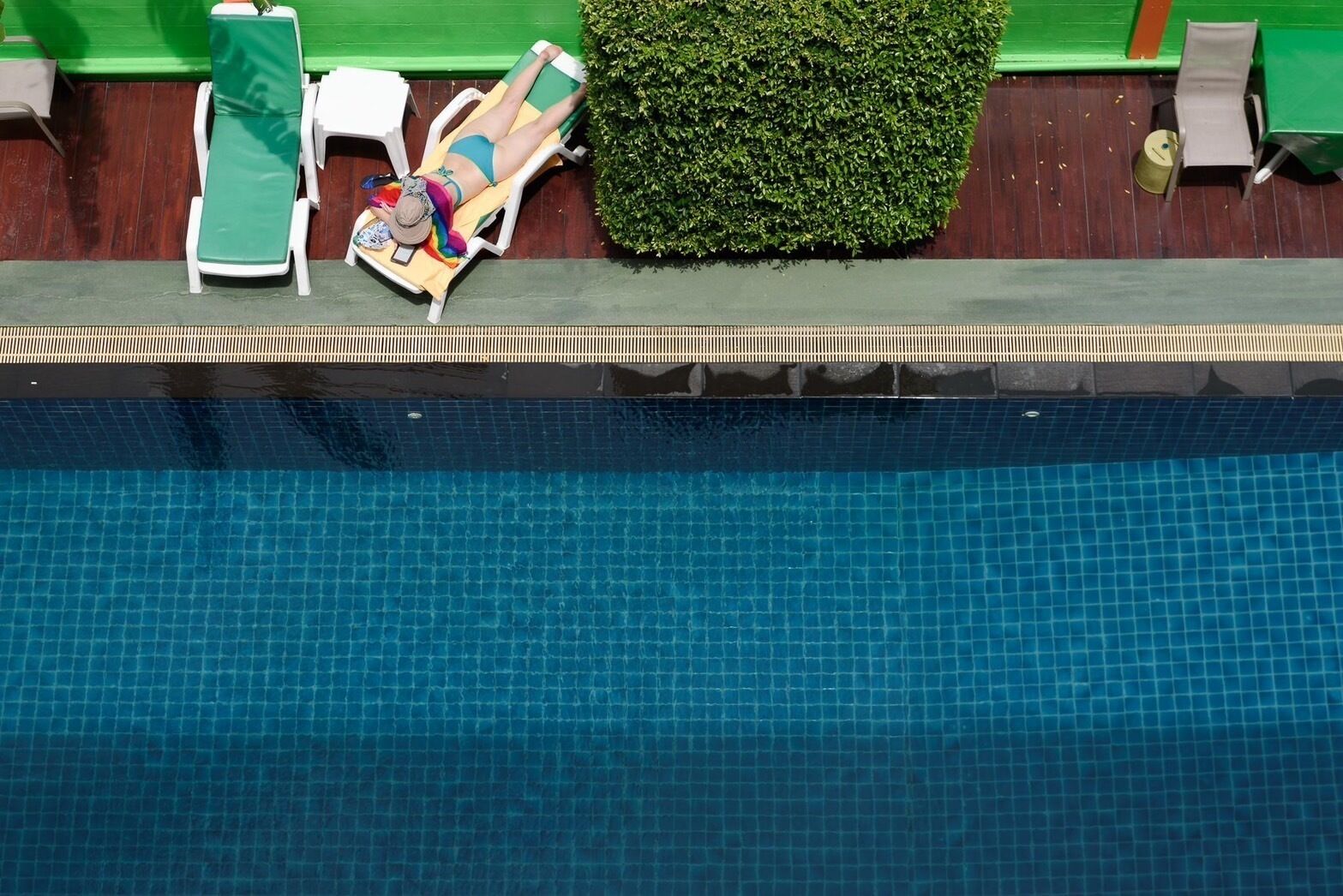 Outdoor pool, open 10:00 AM to 8:00 PM, pool umbrellas, pool loungers