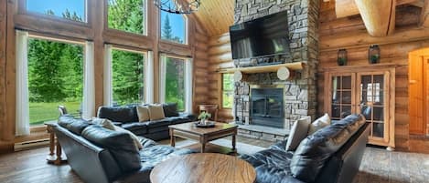 TV, fireplace