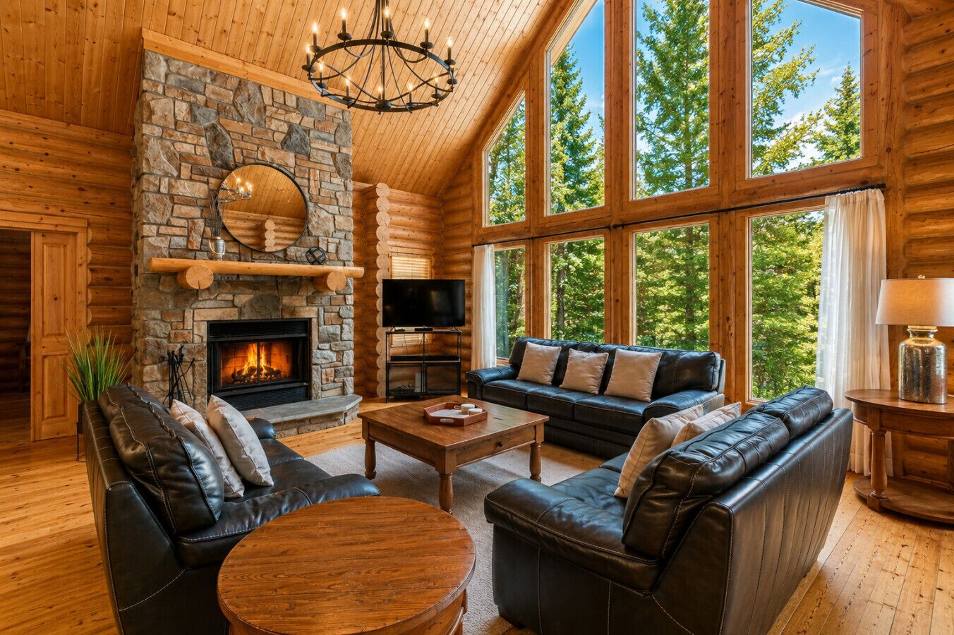 TV, fireplace