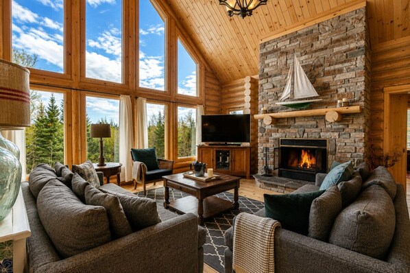 TV, fireplace