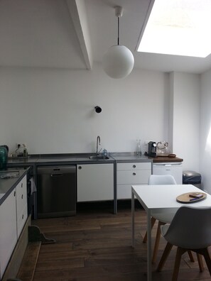 Fridge, microwave, electric kettle