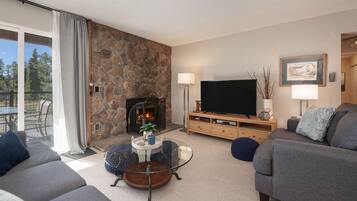 تلفزيون، مدفأة، مشغل دي في دي، كُتُب