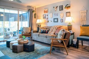 Apartment, 2 Bedrooms, Accessible, Balcony | Living room | Books - Branson Bandwagon: Music Paradise Near Lake Taneyc (Branson)