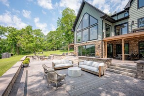 Outdoor dining - Lakeside Luxury w/ Pool, Hot Tub & Views (McHenry)