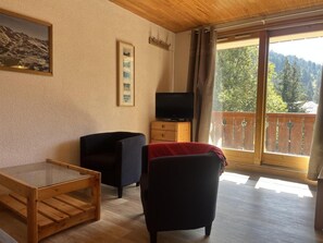 Living area - 180m from ski slopes, floor -1, view mountain, balcony, parking, tv, 37m², Méribel-Mottaret (Méribel - Les Allues)