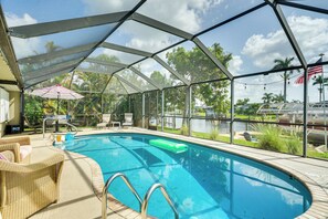 House (3 Bedrooms) | Front of property - Private Dock & Lanai: Waterfront Cape Coral Home! (Cape Coral)