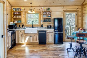 House (3 Bedrooms) | Interior - Private Hot Tub & Pond: Conifer Log Cabin (Conifer)
