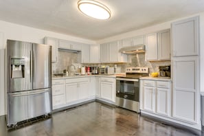 Microwave, oven, stovetop, coffee/tea maker - Peaceful Poconos Vacation Rental w/ Hot Tub! (Pocono Summit)
