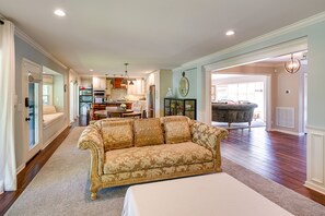 Fireplace, books - Spacious High Point Vacation Rental w/ Yard! (High Point)