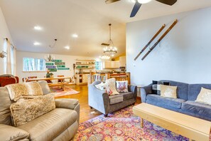 TV, fireplace, books - Cozy Angel Fire Vacation Rental: 4 Mi to Resort! (Angel Fire)