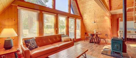 Casa (3 Bedrooms) | Área de sala de estar | Televisión, chimenea y libros