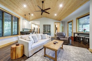 House (2 Bedrooms) | Interior - Grill + Water Views: Chinquapin Resort Home (Glenville)