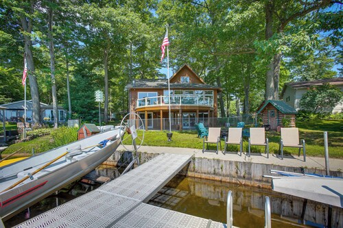 Sauna + Fireplaces! Lakefront Cadillac Retreat