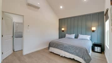 1 bedroom, laptop workspace, bed sheets