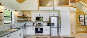 Modern Lakeside Cabin w/ Mountain Views & Hot Tub!