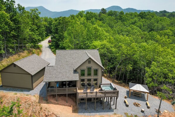 House (3 Bedrooms) | Front of property - Hot Tub & Fire Pit: Blue Ridge Mtn Cabin! (Franklin)