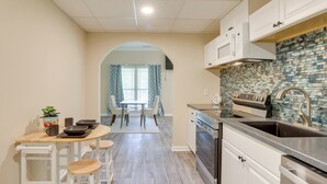 Microwave, cookware/dishes/utensils, paper towels
