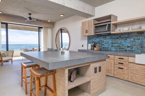 Deluxe Condo, 2 Bedrooms, Beach View 305 | Private kitchen | Fridge, microwave, oven, stovetop - Ancora Punta Mita (Punta de Mita)