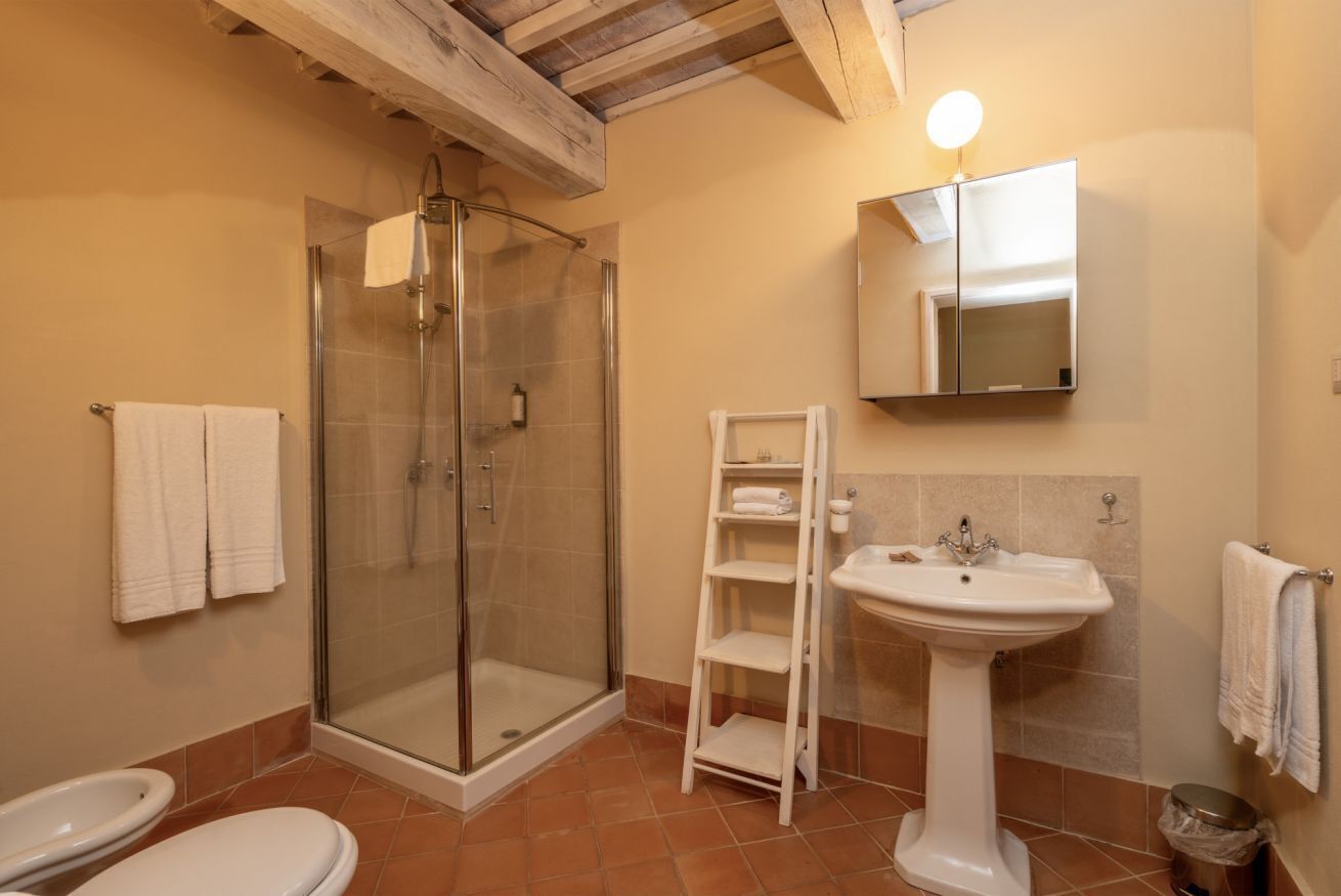 Bathtub, hair dryer, bidet, towels