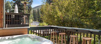 Updated Townhome Overlooking Gore Creek - Deck with Private Hot Tub - Parking for 4