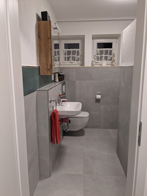 Dusche, Haartrockner, Handtücher