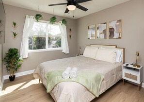 Desk, iron/ironing board, travel crib, free WiFi