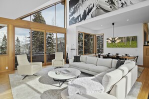 تلفزيون، مدفأة، كُتُب، مكتب