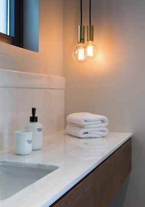 Dusche, Haartrockner, Handtücher