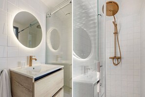 Douche, sĂšche-cheveux, serviettes fournies