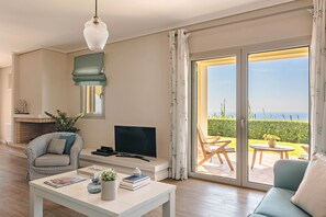 Télévision, cheminée, livres