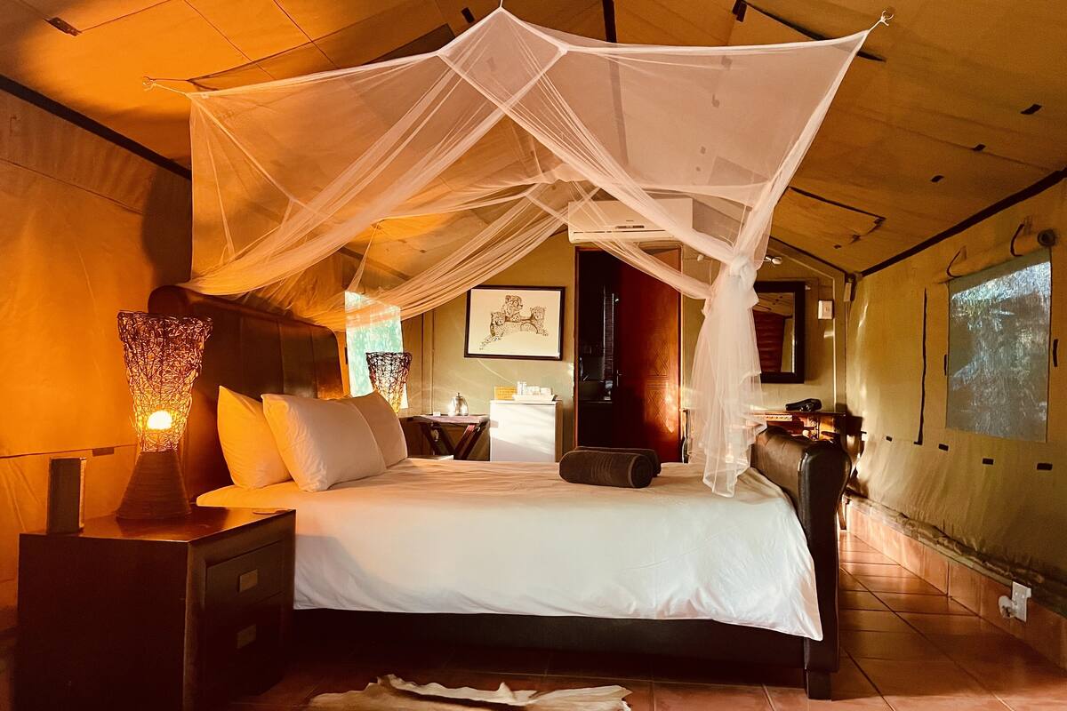 Tenda Mewah, 1 Tempat Tidur Queen | Brankas, tempat tidur lipat/tambahan, dan seprai linen
