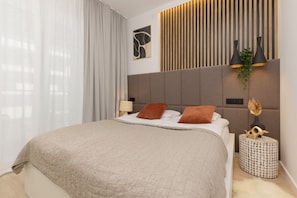 Apartment, 1 Bedroom, Balcony | 1 bedroom, bed sheets - Lux Apartment Kasprzaka 29 by Renters (Warsaw)