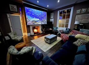 Smart TV, fireplace, video games