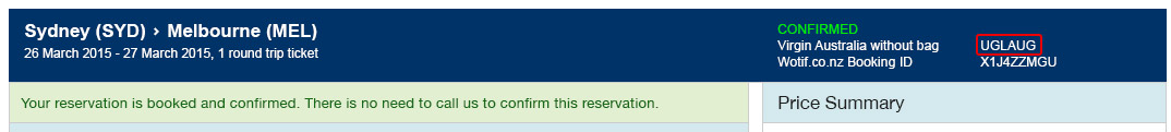 booking confirmation