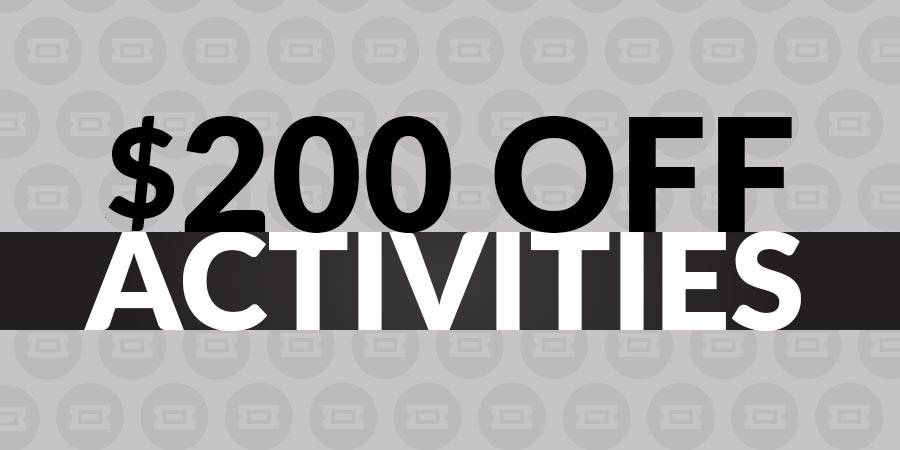 Get $50 off Activities! $100 minimum spend.