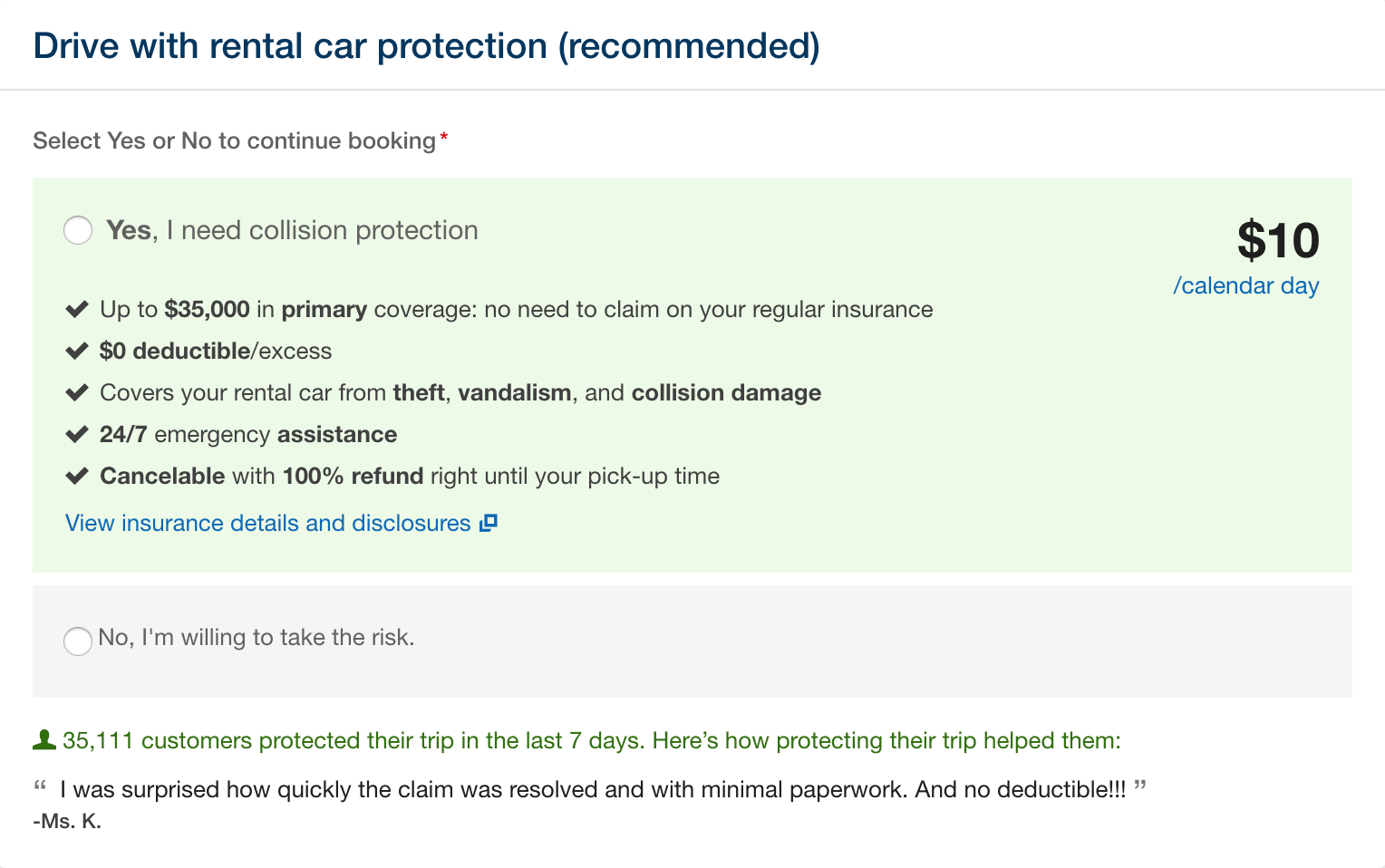 Should i get collision protection rental car online