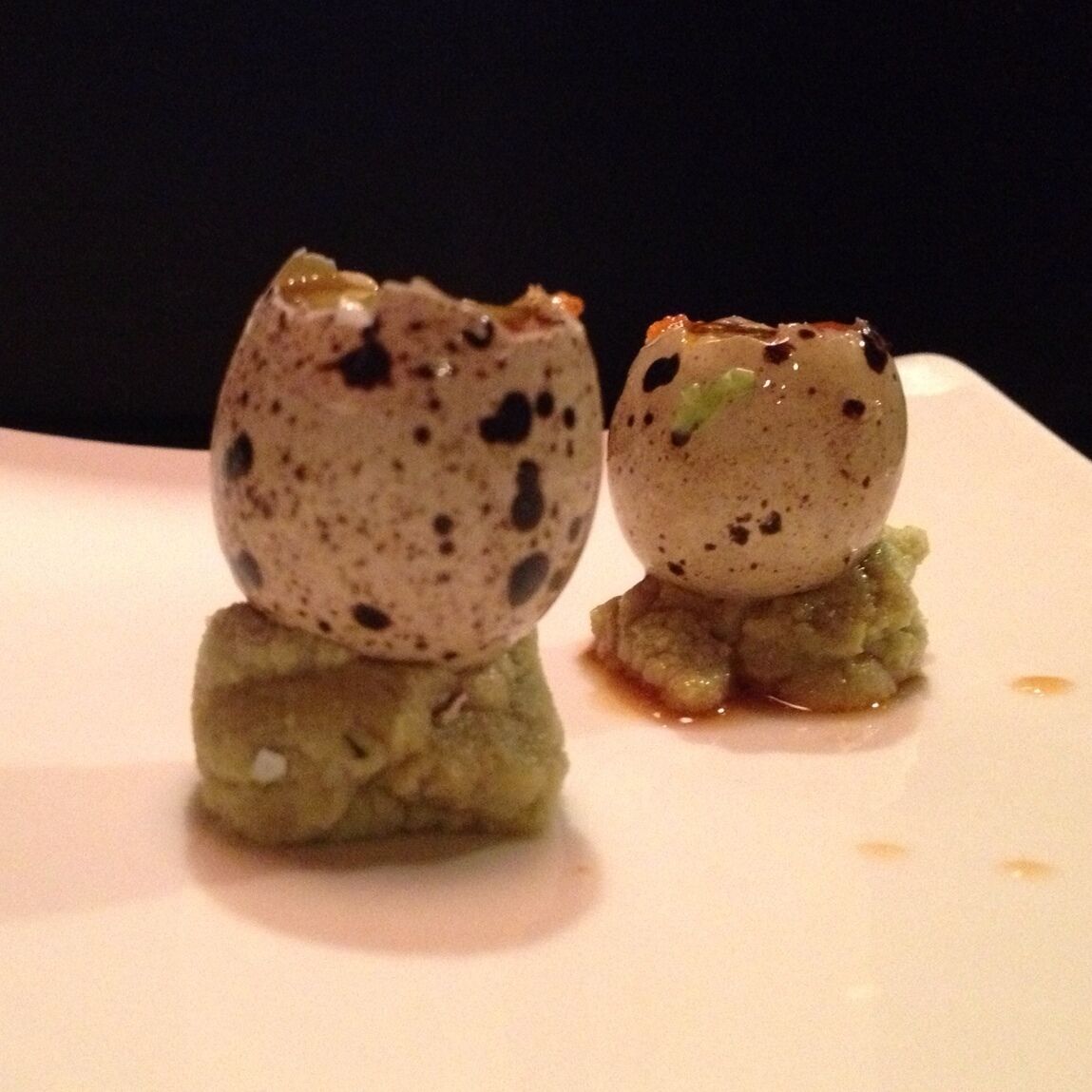 Quail Egg shooters!  Three bucks.  This place is kickass!  Along with great sushi, their music rocks too.  They were playing vampire weekend, followed up with Mumford and Sons. #sushi #dallas #localgem