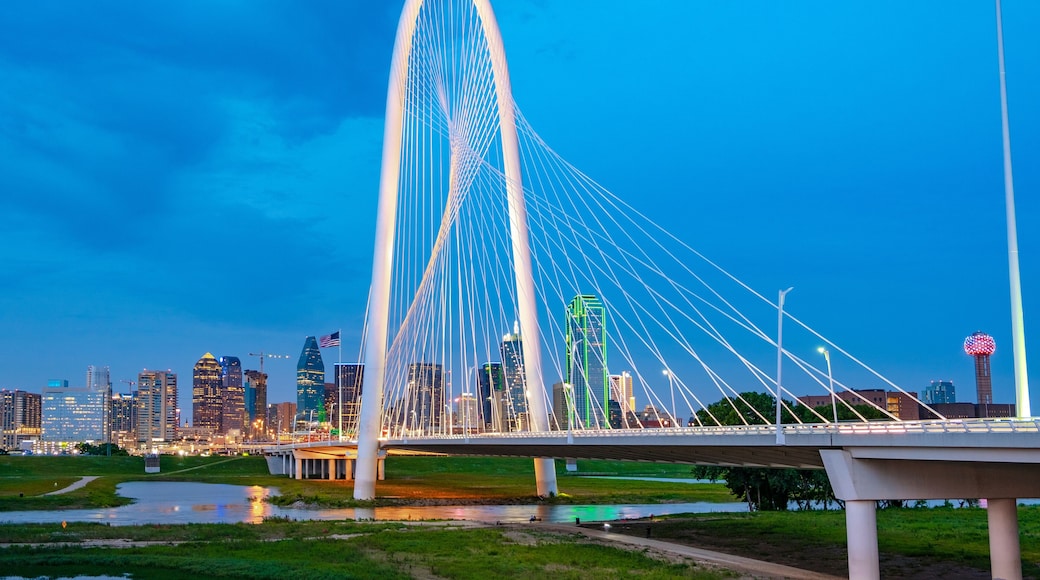 Dallas skyline looking from Trinity River at dusk