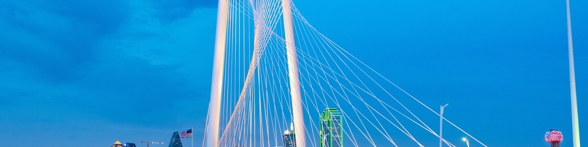 Dallas skyline looking from Trinity River at dusk