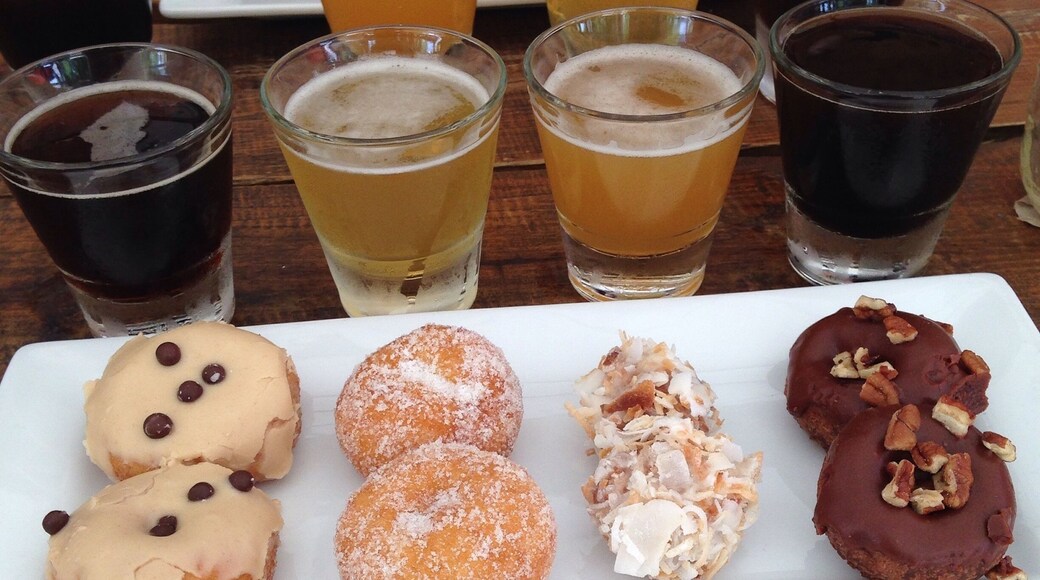 Donut and Beer Pairing at LUCK in Dallas. Wonderful restaurant, really nice owners, great food, awesome beer selection. They also serve my favorite shrimp and grits of all time. #lifeatexpedia #foodie