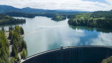 Alder Lake Dam Reservoir Nisqually River Washington Aerial View