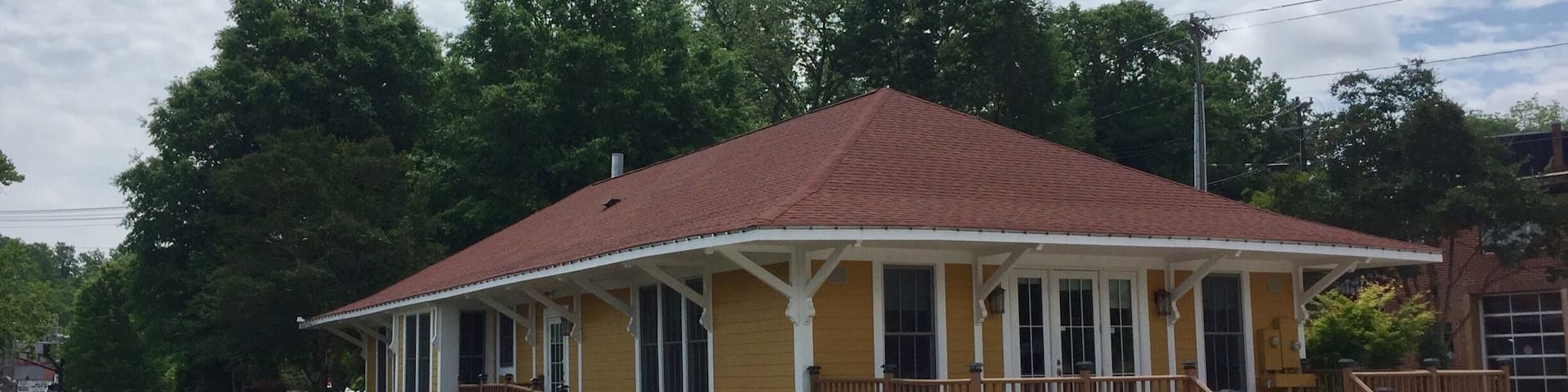 Built in 1906 Tryon's train depot is now an event space and the tracks are no longer in use.