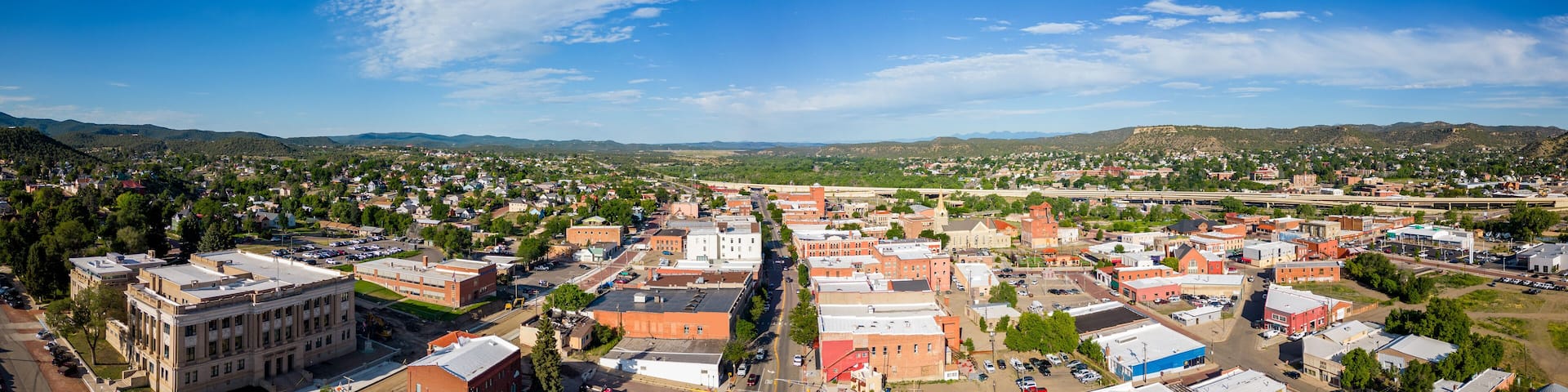 Aerial panoramic photo Trinidad Colorado a historic town