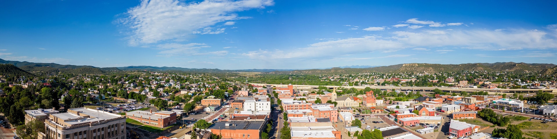 Aerial panoramic photo Trinidad Colorado a historic town