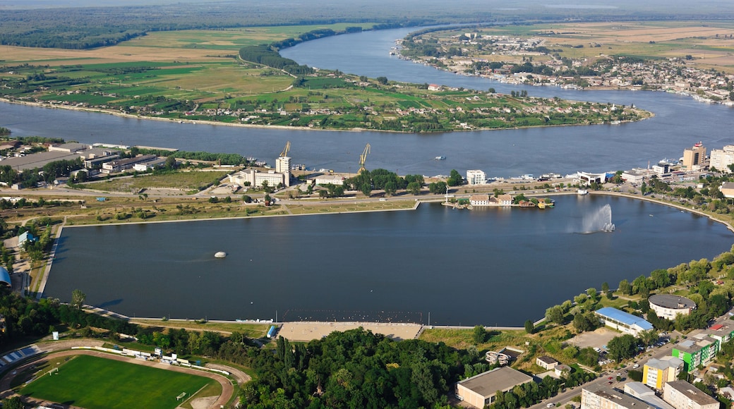 aerial view of tulcea city, romania