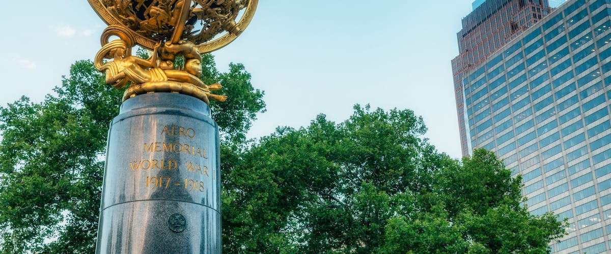 Aero Memorial is located in Philadelphia's Aviator Park. The memorial is a tribute to those aviators who died in World War I